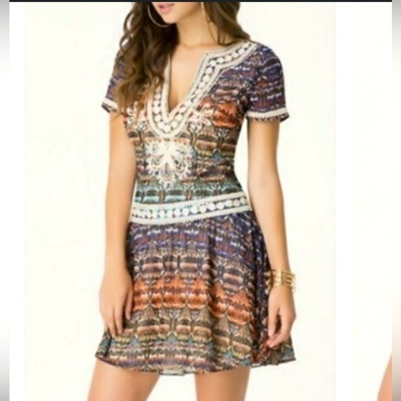 bebe Dresses & Skirts - BEBE Turkish Flare Drop Waist Soutache Dress Size 2